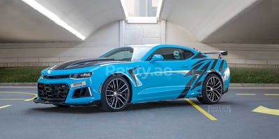 在阿布扎比租赁蓝色 Chevrolet Camaro evo dynamic 0