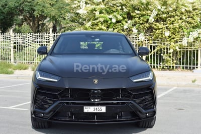 Black Lamborghini Urus for rent in Abu-Dhabi 1