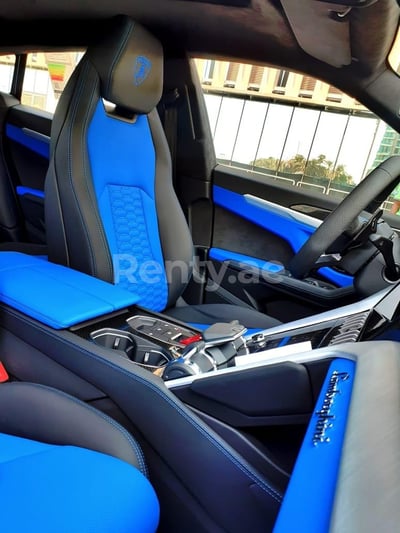 Blue Lamborghini Urus for rent in Sharjah 1