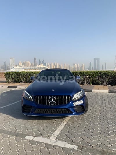 Blue Mercedes C300 Class cabrio for rent in Dubai 1