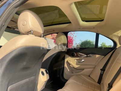 Blue Mercedes C Class for rent in Sharjah 1