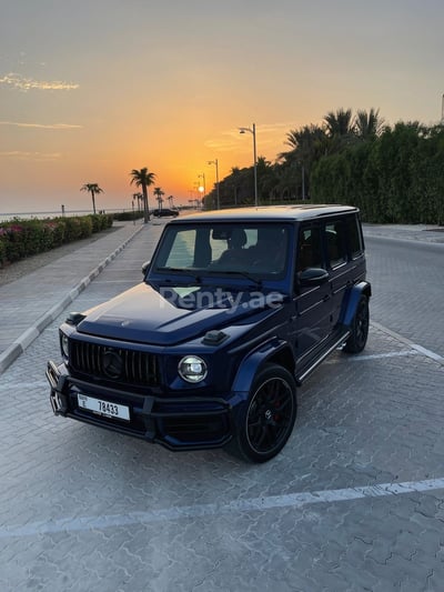 Blue Mercedes G63 Double Night Package for rent in Dubai 0