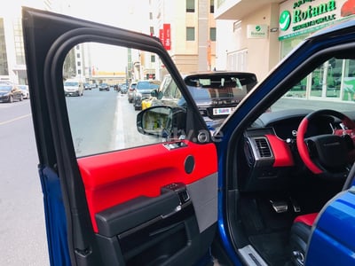 Blue Range Rover Sport SVR for rent in Dubai 0