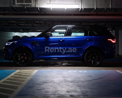 Blue Range Rover Sport SVR for rent in Dubai 0