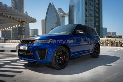 Blue Range Rover Sport SVR for rent in Dubai 0