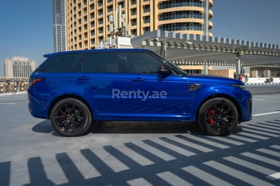 Blue Range Rover Sport SVR for rent in Dubai 1