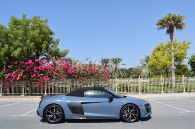 Dark Grey Audi R8 Spyder for rent in Abu-Dhabi 0