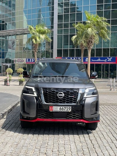 Dark Grey Nissan Patrol V8 Nismo for rent in Sharjah 0