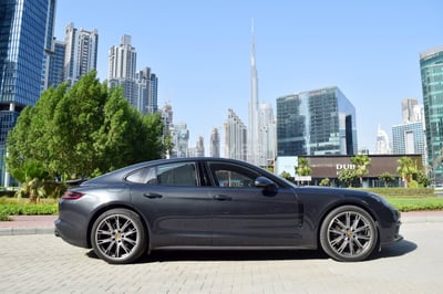 Dark Grey Porsche Panamera 4 for rent in Dubai 1