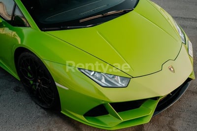 Green Lamborghini Evo for rent in Abu-Dhabi 0