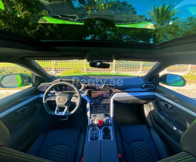 Green Lamborghini Urus for rent in Sharjah 1