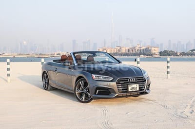 Grey Audi A5 2.0T Quattro Convertible for rent in Dubai 0