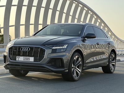 Grey Audi Q8 for rent in Sharjah 1