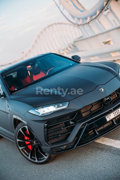 Black Lamborghini Urus for rent in Abu-Dhabi 1