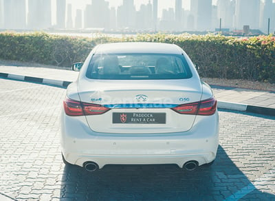 White Infiniti Q50 for rent in Abu-Dhabi 1