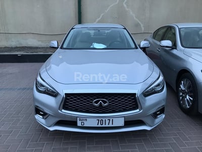 Silver Infiniti Q50 for rent in Abu-Dhabi 0