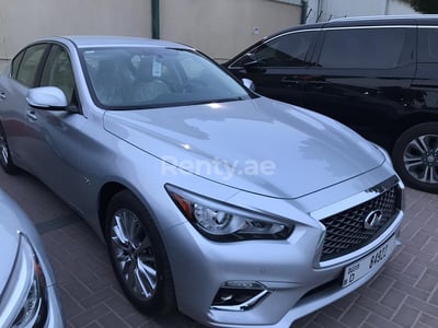 Silver Infiniti Q50 for rent in Sharjah 0