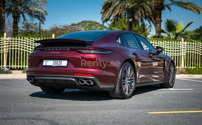 Maroon Porsche Panamera for rent in Abu-Dhabi 1