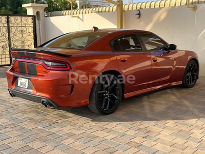 Orange Dodge Charger v8 SRT KIT en location à Abu-Dhabi 0