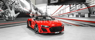 Red Audi R8 spyder for rent in Dubai 0