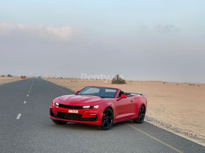 Red Chevrolet Camaro Convertible for rent in Dubai 1