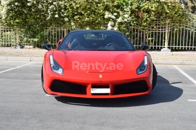 Red Ferrari 488 Spider for rent in Dubai 0