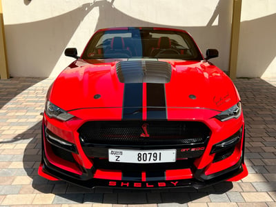 Red Ford Mustang V8 CONVERTIBLE GT500 SHELBY KIT for rent in Abu-Dhabi 0