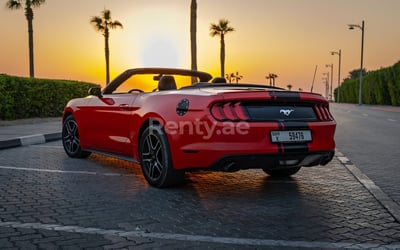 Rouge Ford Mustang Cabrio en location à Abu-Dhabi 1