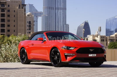 Rot Ford Mustang zur Miete in Dubai 1