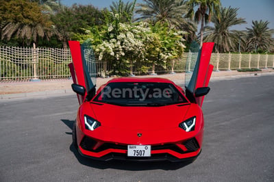 Red Lamborghini Aventador S for rent in Sharjah 1