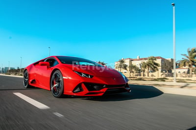 Red Lamborghini Evo for rent in Abu-Dhabi 1