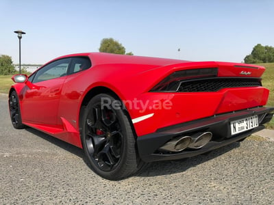 Red Lamborghini Huracan for rent in Dubai 1