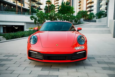 Red Porsche 911 Targa 4 for rent in Abu-Dhabi 0