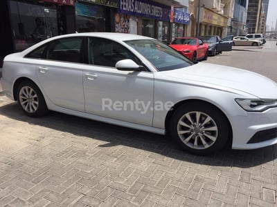 White Audi A6 for rent in Dubai 0