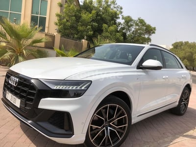 White Audi Q8 for rent in Sharjah 0