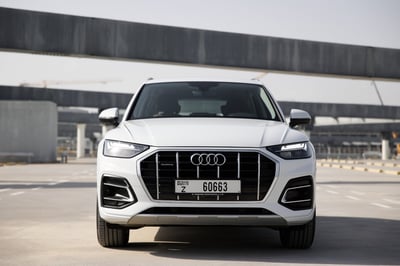 White Audi Q5  45TFSI quattro for rent in Abu-Dhabi 0