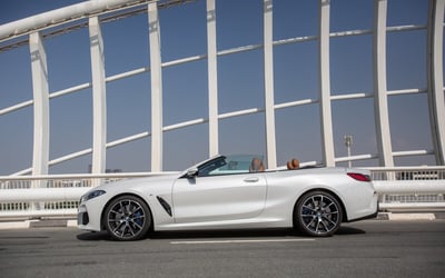 White BMW 840i cabrio for rent in Sharjah 1