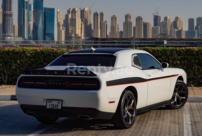 White Dodge Challenger for rent in Dubai 0