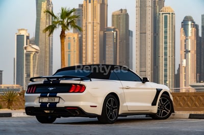 在沙迦租赁白色 Ford Mustang Cabrio 0