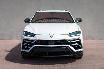 White Lamborghini Urus for rent in Dubai 0