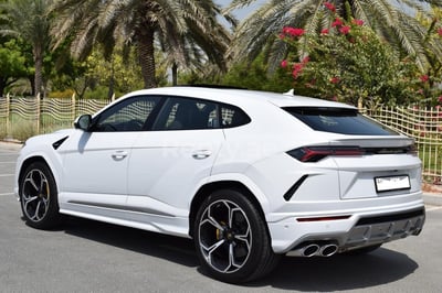 White Lamborghini Urus for rent in Abu-Dhabi 1