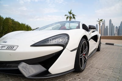 White McLaren 570S Spyder (Convertible) for rent in Sharjah 1