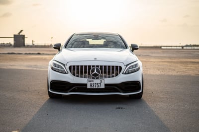 White Mercedes C Class for rent in Sharjah 0