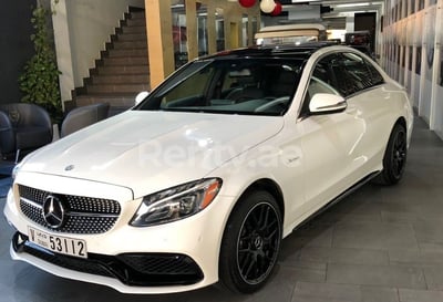 White Mercedes C300 for rent in Abu-Dhabi 0