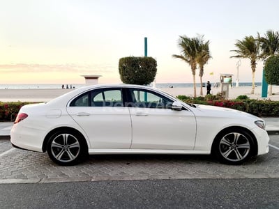 White Mercedes E Class for rent in Dubai 0