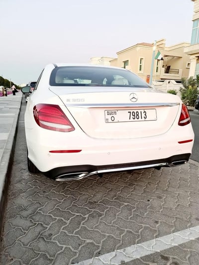 White Mercedes E Class for rent in Dubai 1