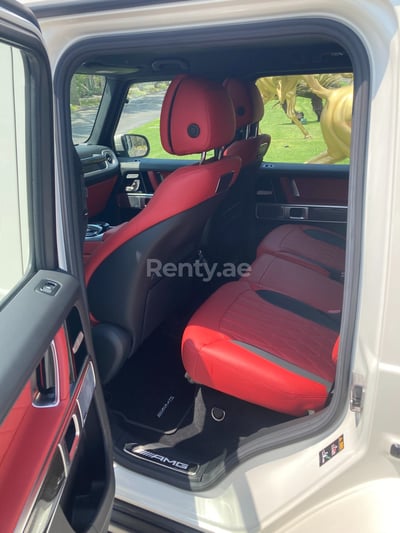 White Mercedes G63 AMG for rent in Sharjah 1