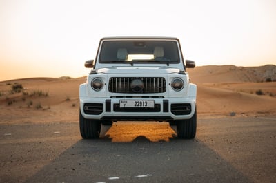 White Mercedes G63 AMG for rent in Sharjah 0