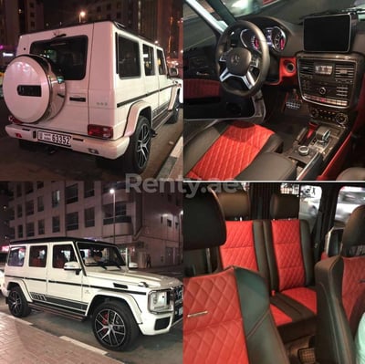 Blanc Mercedes G class G63 en location à Abu-Dhabi 0