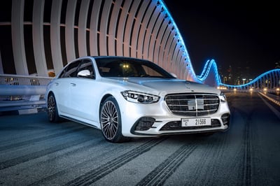 White Mercedes S Class for rent in Abu-Dhabi 1